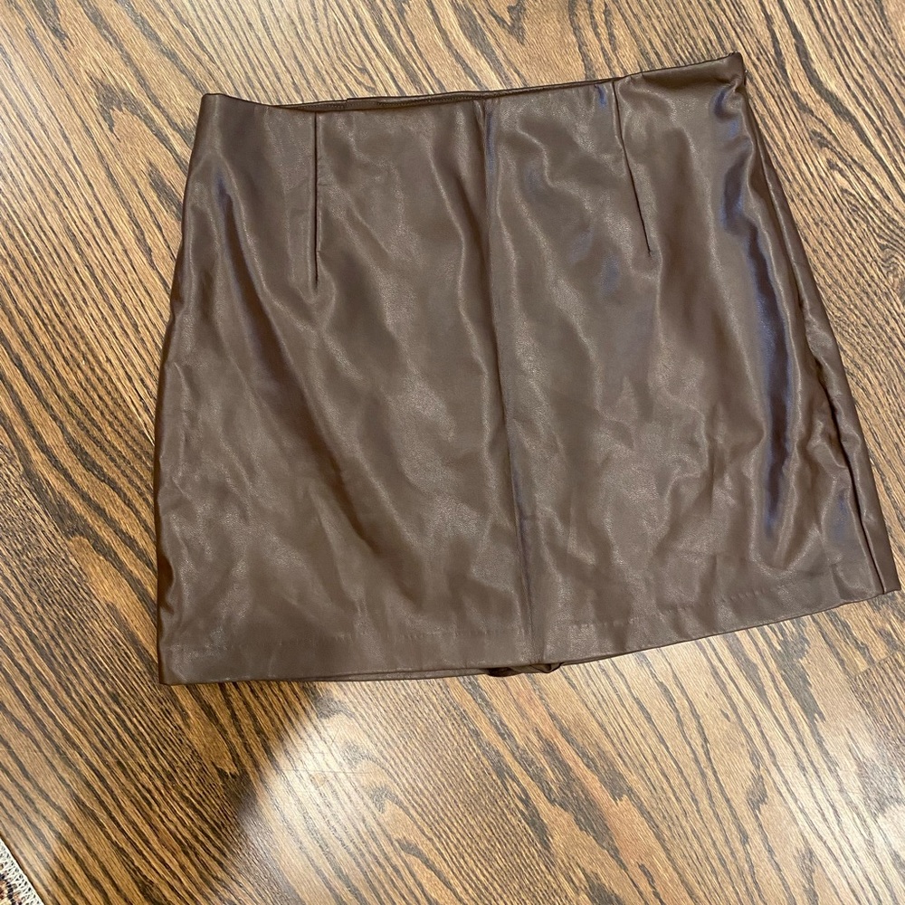 Abercrombie & Fitch Dark Brown Faux Leather Mini Skirt